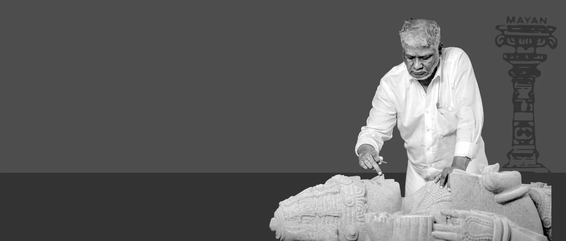 Mayan Handicrafts craftsman carving a sculpture for the Visakapatinam temple